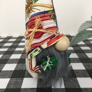 Gnome Garden Farmhouse Vegetable Chicken Apples Red Green Gray Cottage Food